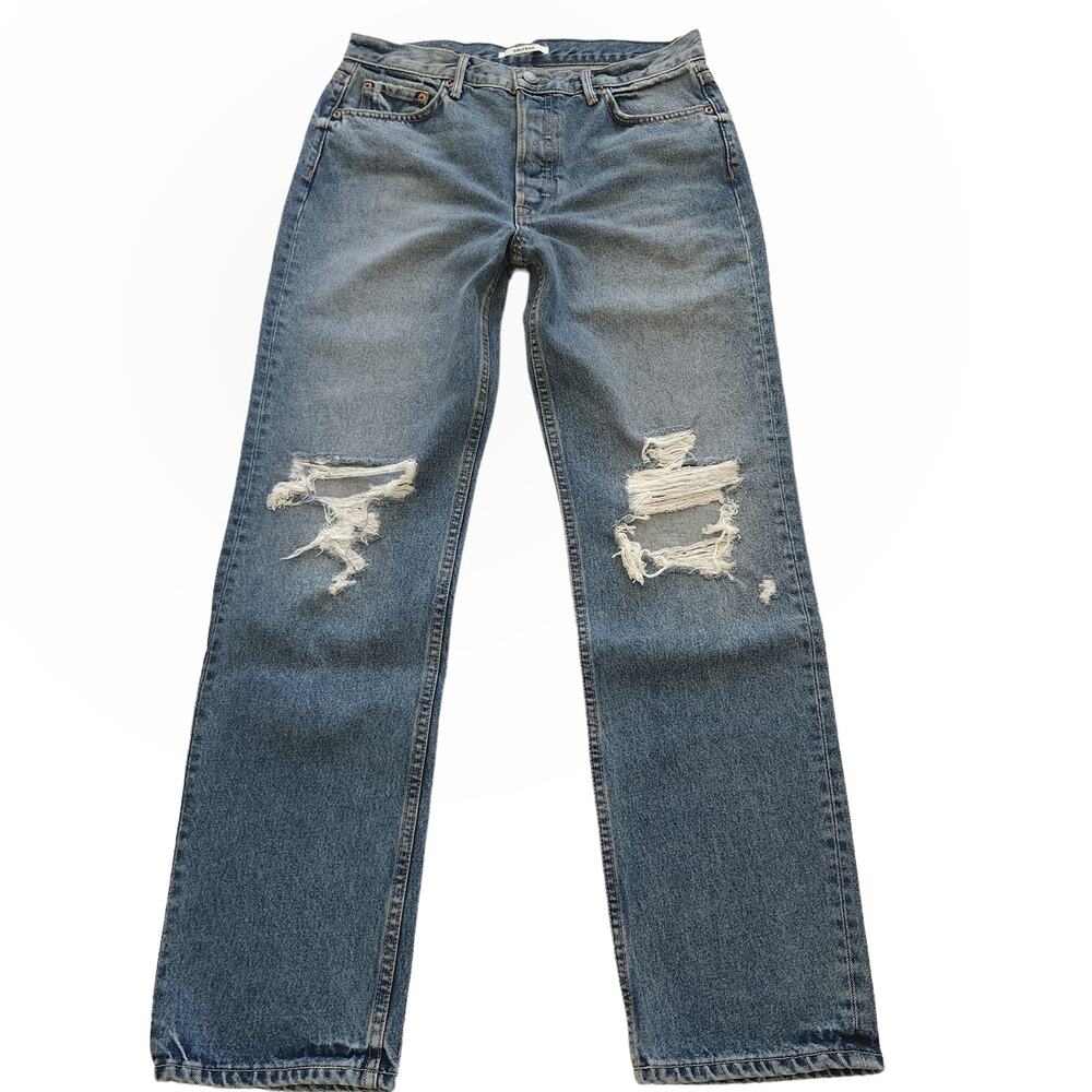 GRLFRND Helena distressed straight leg high waist jeans in Ready To Go Sz 28 NEW